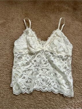 Aerie Ivory Floral Lace Cami Tank Top Adjustable Straps